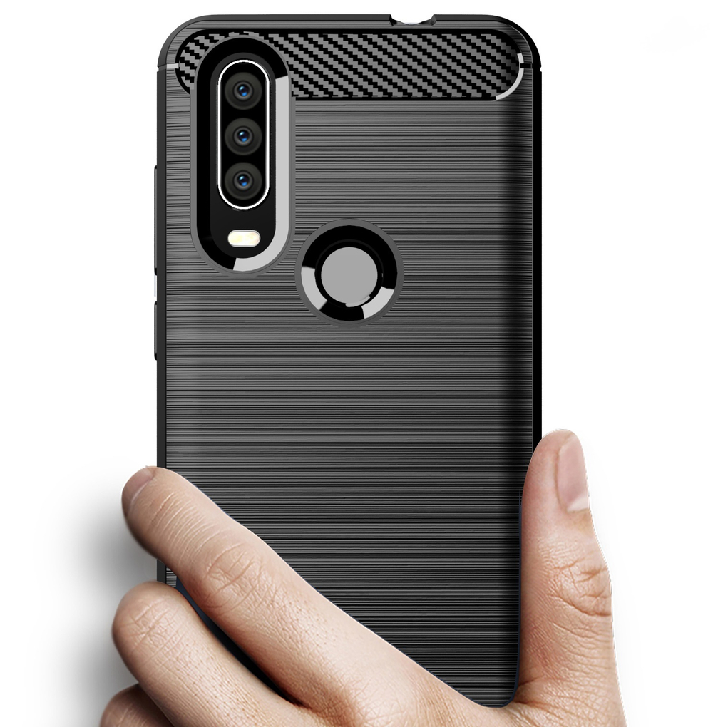 Чехол для Motorola Moto One Action (P40 Power) цвет Black (черный), серия Carbon от Caseport