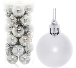 Новогодние шары 4 см (набор 24 шт) "Глянец", серебро (Серпантин)