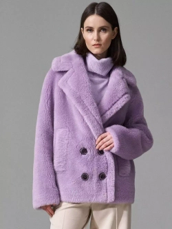 Шуба из шерсти чебурашка экошуба, лавандовая, SilverFox