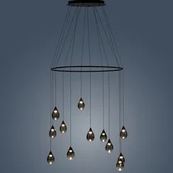 Подвесной светильник Rain Ø100 см, дымчатый, чёрный глянец