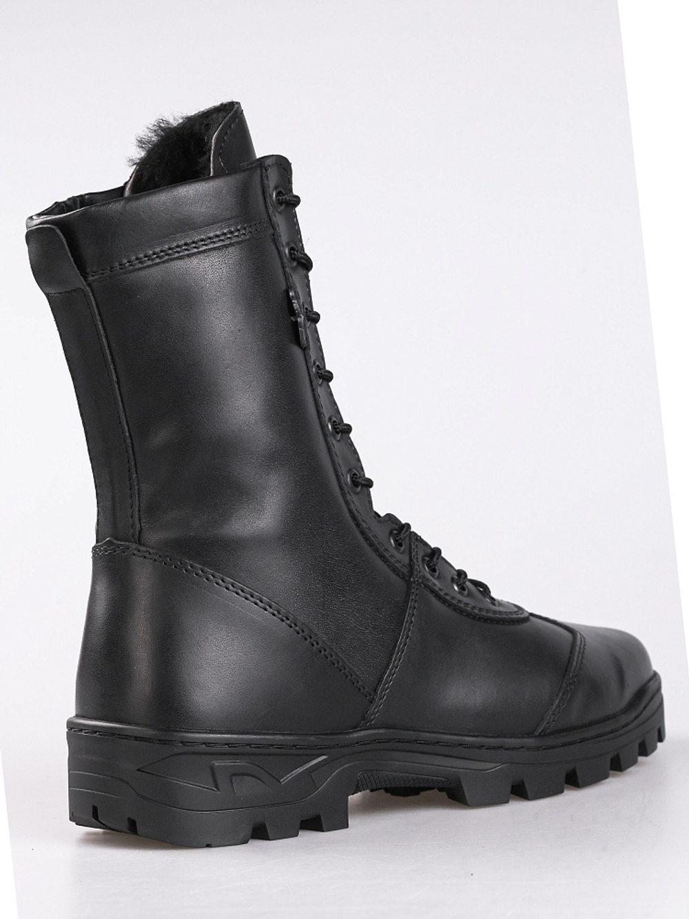 Зимние берцы с нат. мехом 5023-03 ЧЕРНЫЙ
