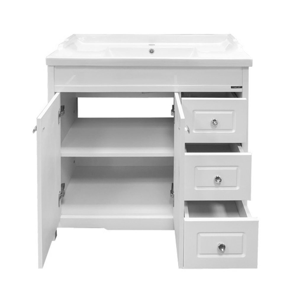 Comforty. Тумба-умывальник "Тбилиси-90" белый глянец с раковиной Comforty XD-F90