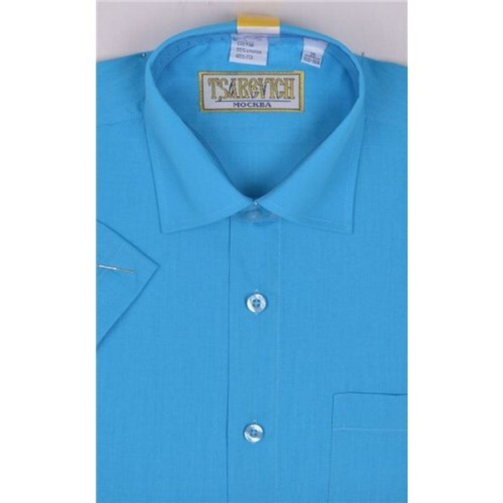 Ярко-голубая рубашка с коротким рукавом TSAREVICH