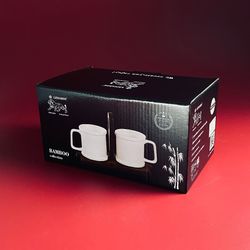 Lenardi 235-077 Набор из 2 кружек 310мл с блюдцами на подставке TROPICAL в под.уп.(х12)Фарфор