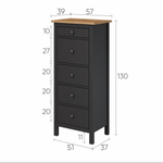 Комод с 5 ящиками деревянный, Хемнэс Hemnes/ Кымор, 57х39х160 см,черный/светло-коричневый