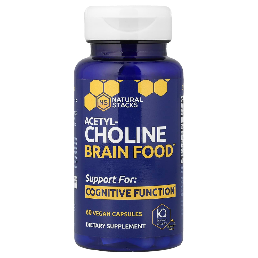 Natural Stacks, ацетилхолин Brain Food™, 60 веганских капсул
