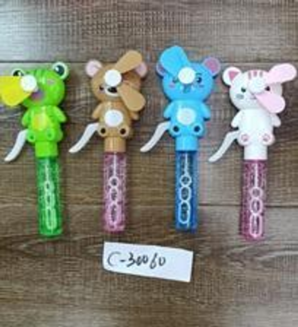 Мыльные пузыри Животное с вентилятором, 22 см, 4 цвета микс, с-30060