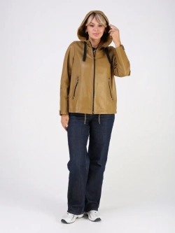 Кожаная куртка демисезонная с капюшоном