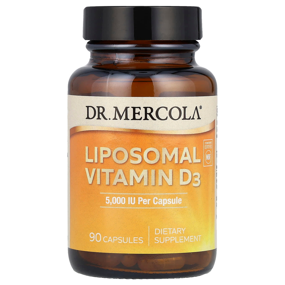Dr. Mercola, липосомальный витамин D3, 125 мкг (5000 МЕ), 90 капсул