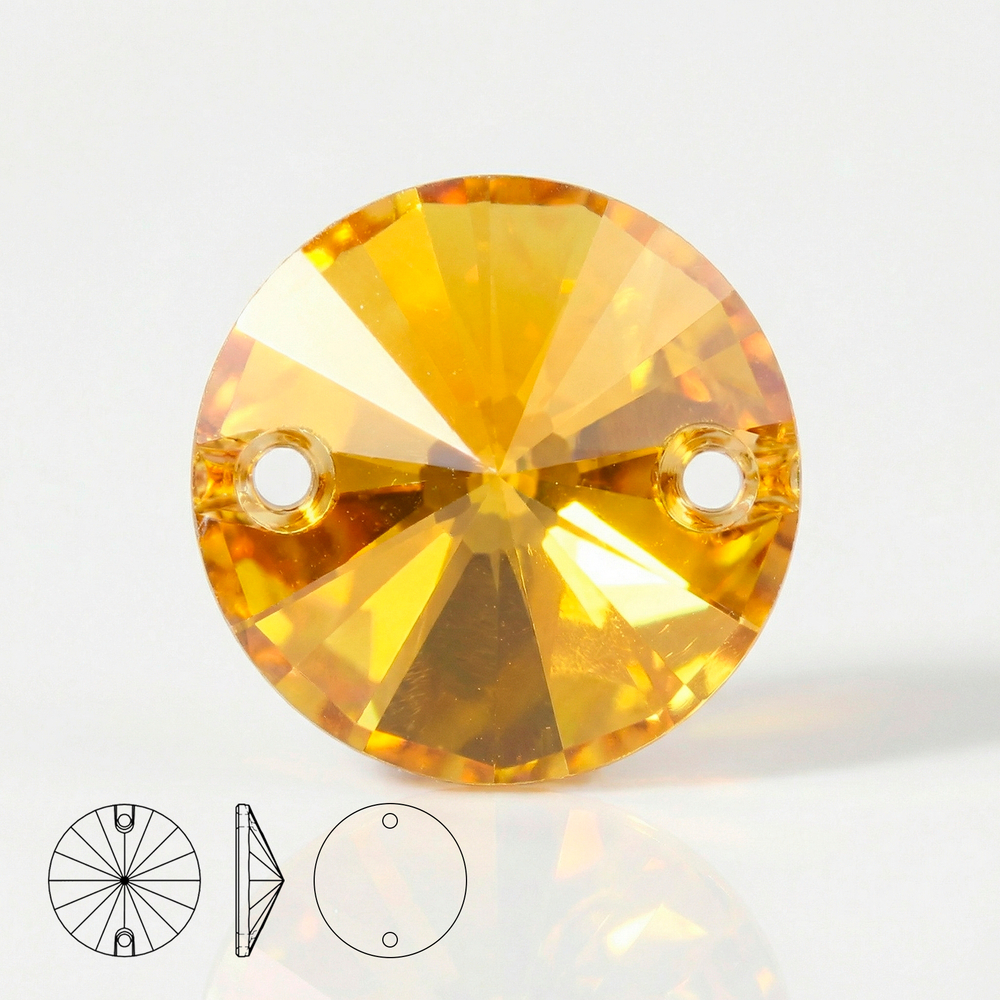 Пришивные стеклянные стразы (Yellow / Жёлтый) Rivoli