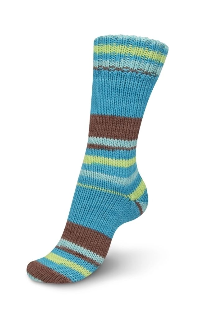 Пряжа Talking Lines Color 6-нитка (05102/Цвет бирюза-лайм-мятный-коричневый), 150гр/375 м