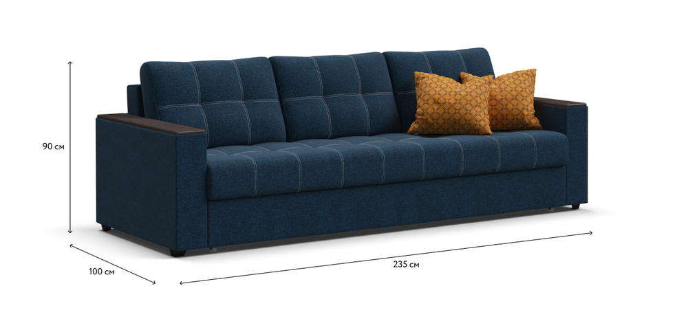 Диван Атланта НПБ 120 Рогожка Мальмо синий