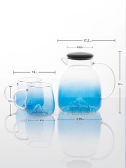 Набор посуды "Мейтонг" из стекла, (кувшин на 1800мл и две чашки по 300мл )