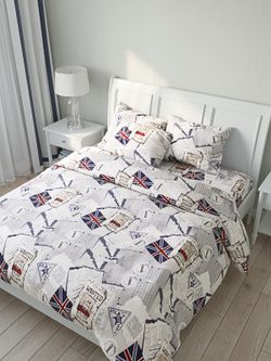 Постельное белье Сказка "WANTED" евро Наволочка 50х70 см 2 шт Простынь на резинке 180х200 см Пододеяльник 200х215 см, поплин