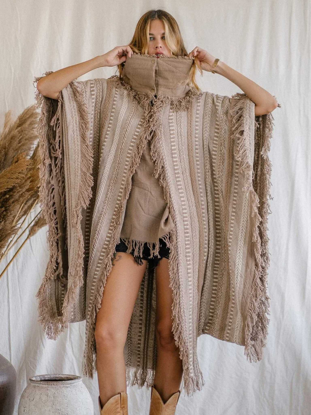 Burning Man пальто-пончо (кофе)