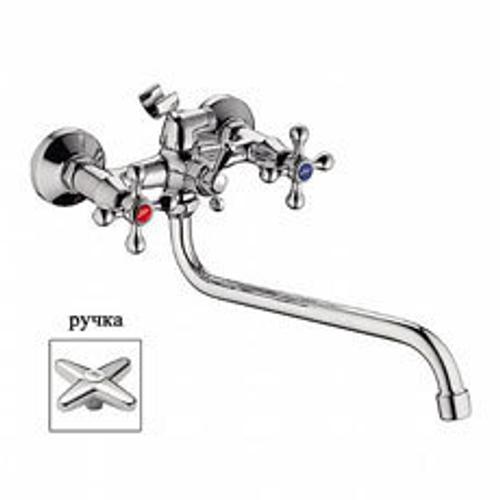 Смеситель для ванны и раковины 1/2 кер L2220 Ledeme  КРЕСТ шаровый перекл., латунь