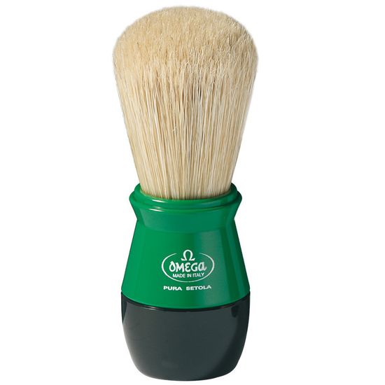 Помазок для бритья Omega, щетина кабана, зелёный