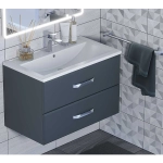 Тумба с раковиной для ванной Uperwood Foster 80 см, подвесная, серый графит