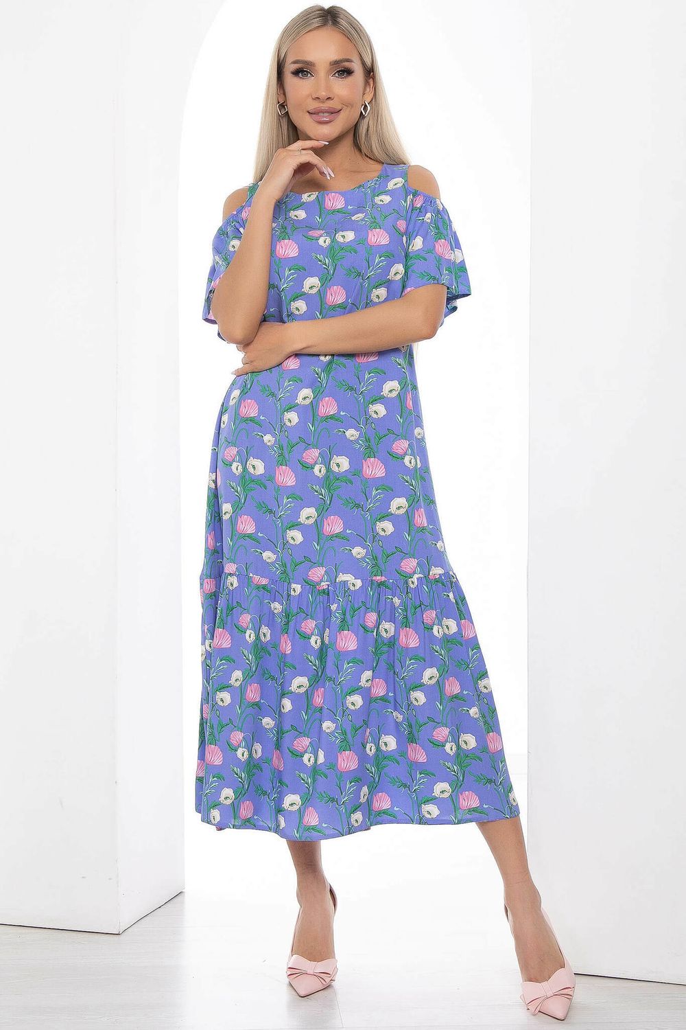 Платье "Марианна" (синее/цветы) П8852 LT Collection (Акция)