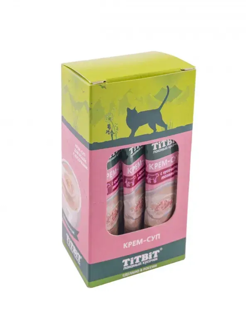 Крем-суп для кошек TiTBiT с кусочками телятины. 16 порций