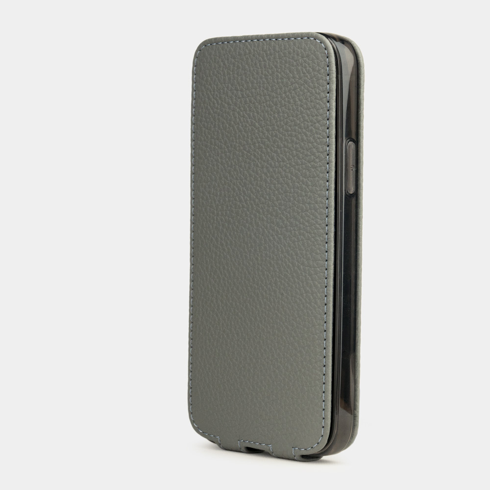 Чехол для iPhone 12 Pro Max из кожи теленка стального цвета