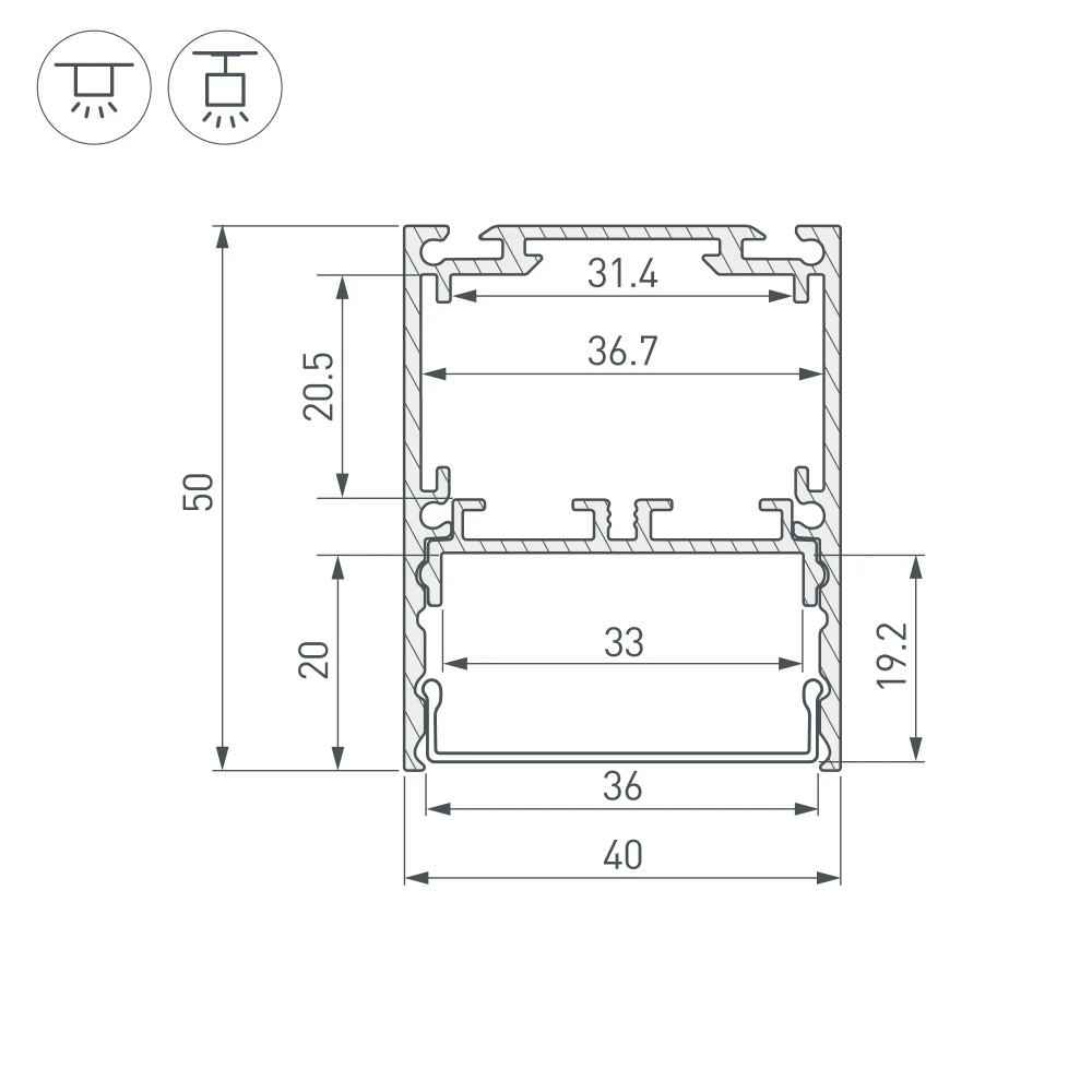 Профиль SL-LINE-4050-3L-2000 ANOD BLACK (Arlight, Алюминий) 044670