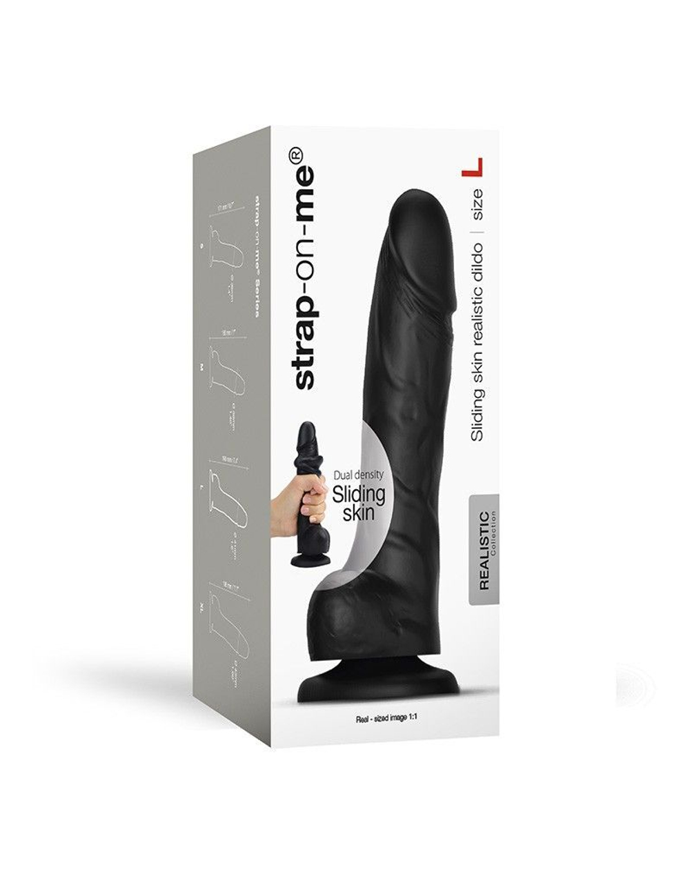 Черный фаллоимитатор Strap-On-Me Sliding Skin Realistic Dildo size L (Цвет: черный)