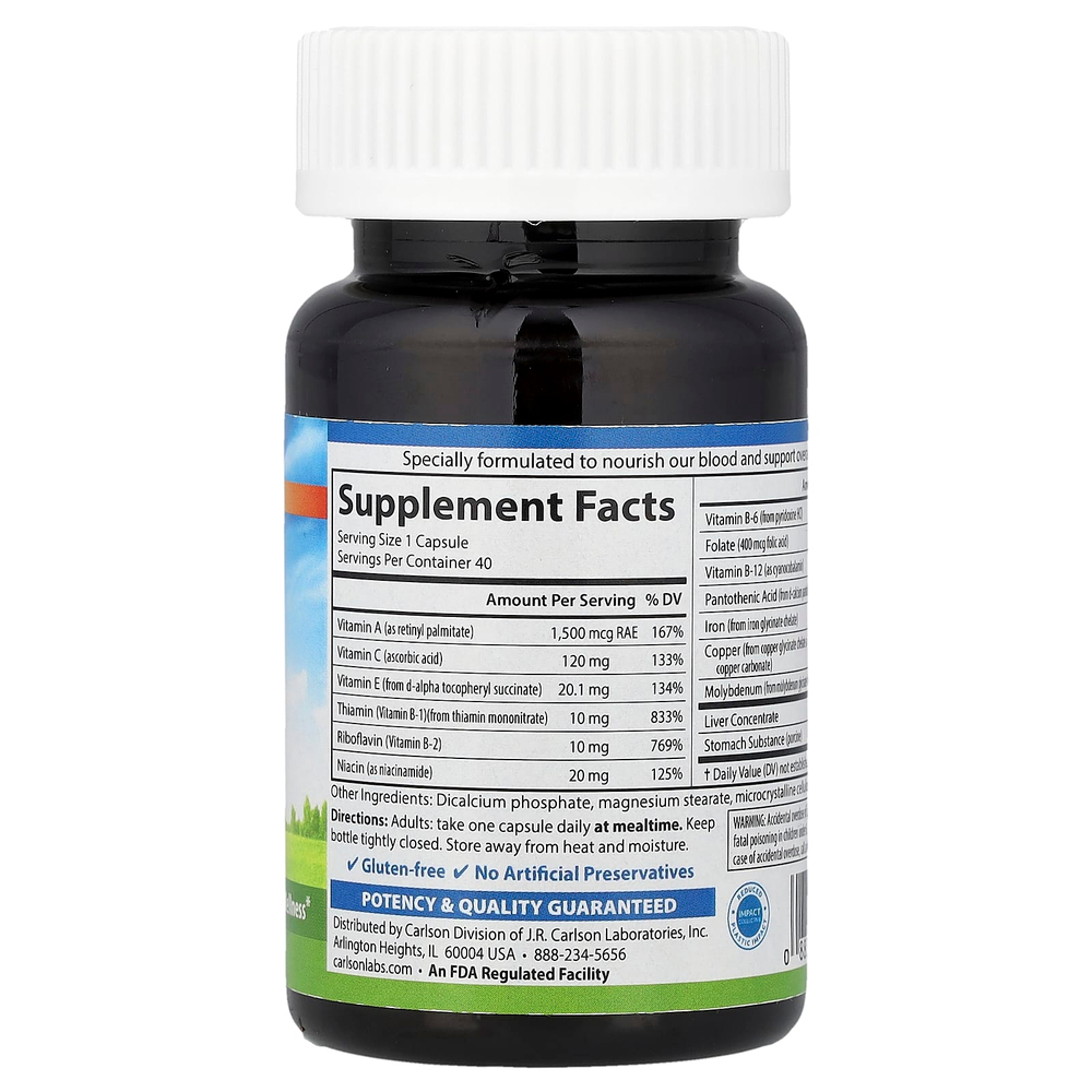 Carlson, Blood Nutrients®, 40 капсул