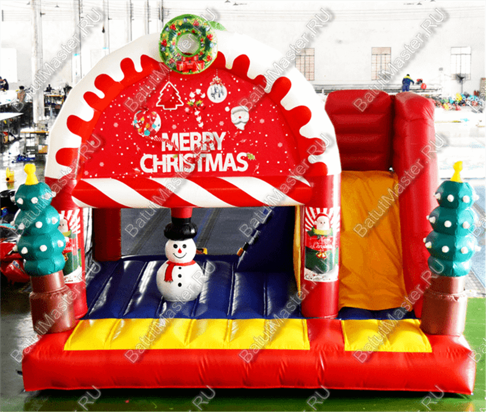 Коммерческий надувной батут "Рождественский" с крышей
