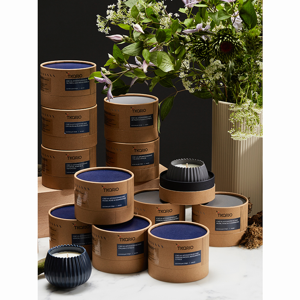 Свеча ароматическая cypress, jasmine & patchouli из коллекции edge, синий, 30 ч