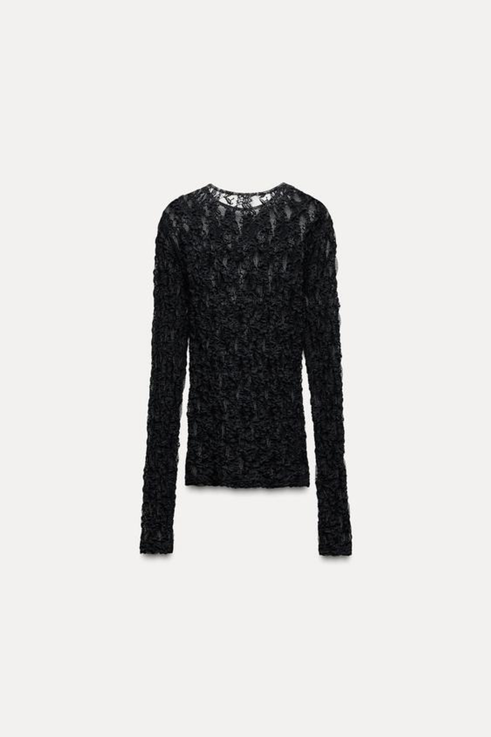 ZARA КРУЖЕВНОЙ ТОП, ЧЕРНЫЙ