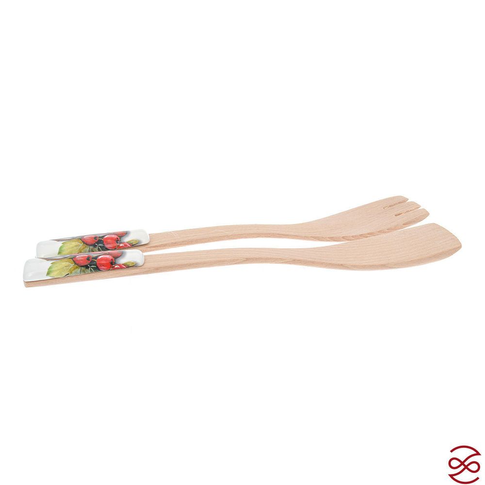 Cалатник круглый с деревянными ложками NUOVA CER Лесные ягоды 26 см