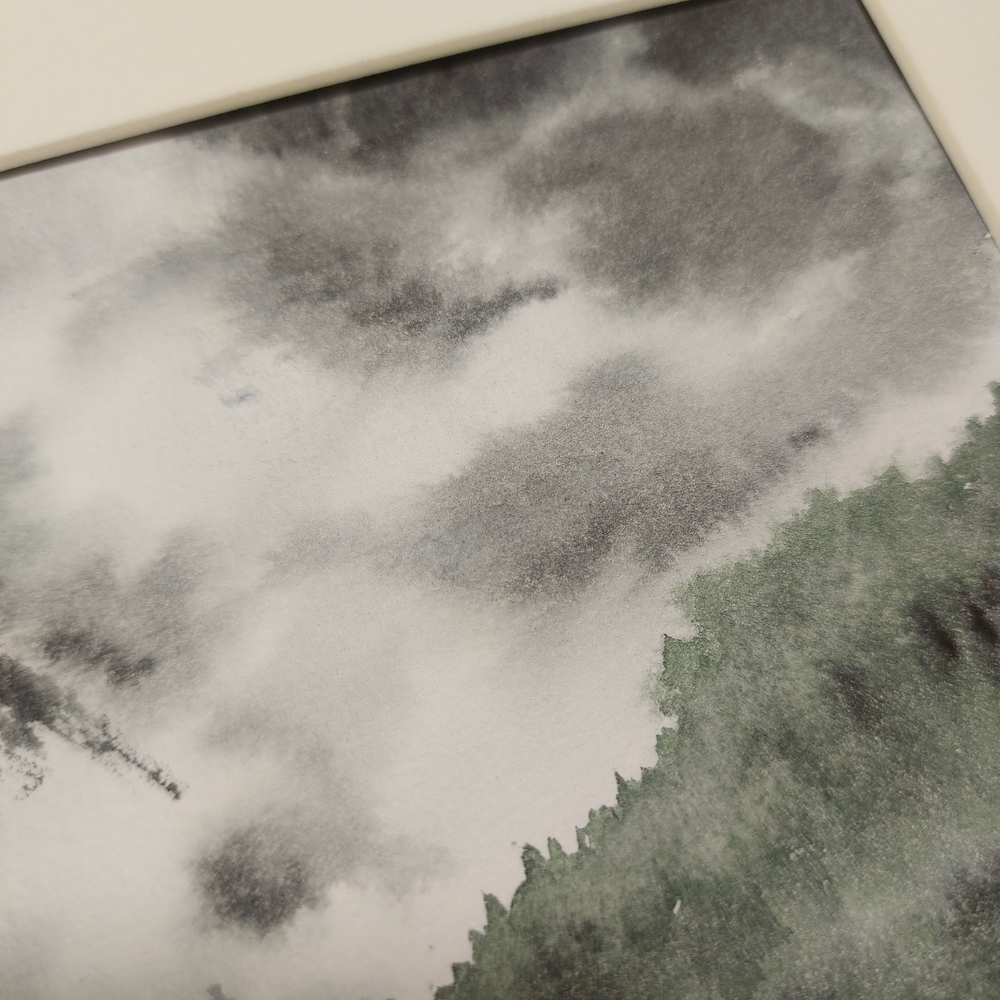 Картина акварельная авторская в паспарту 21х30 см на стену для интерьера "70"