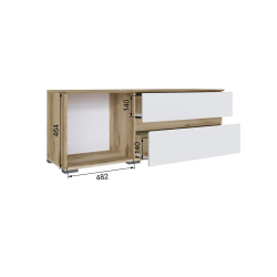 Тумба под телевизор Плейона малая, Дуб Делано, Белый