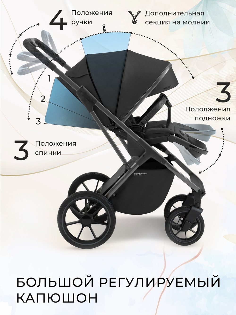 Коляска 3 в 1 Sweet Baby Ricci + автокресло Premier Grey Black