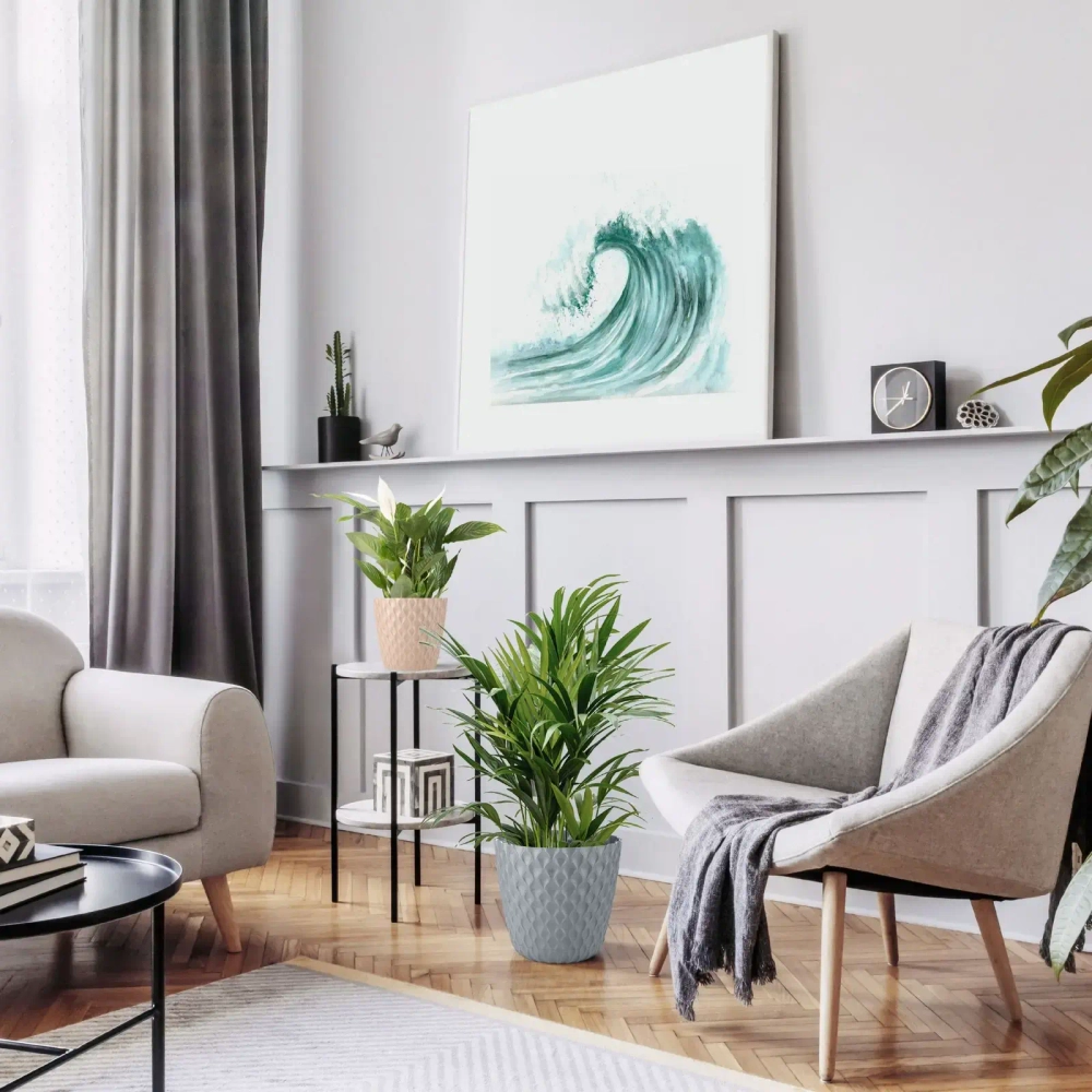 Горшок для цветов пластиковый 0,65л d-11,5см «Wave» с дренажной сеткой и съемным поддоном, белоснежный жасмин