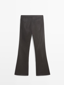 Massimo Dutti Расклешенные брюки с покрытием, коричневый