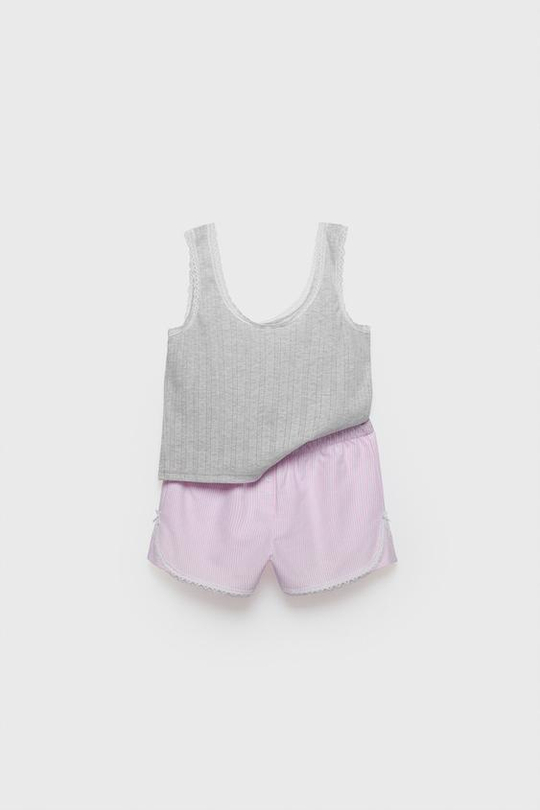 ZARA КОМПЛЕКТ ИЗ ФУТБОЛКИ И ШОРТ, РОЗОВЫЙ