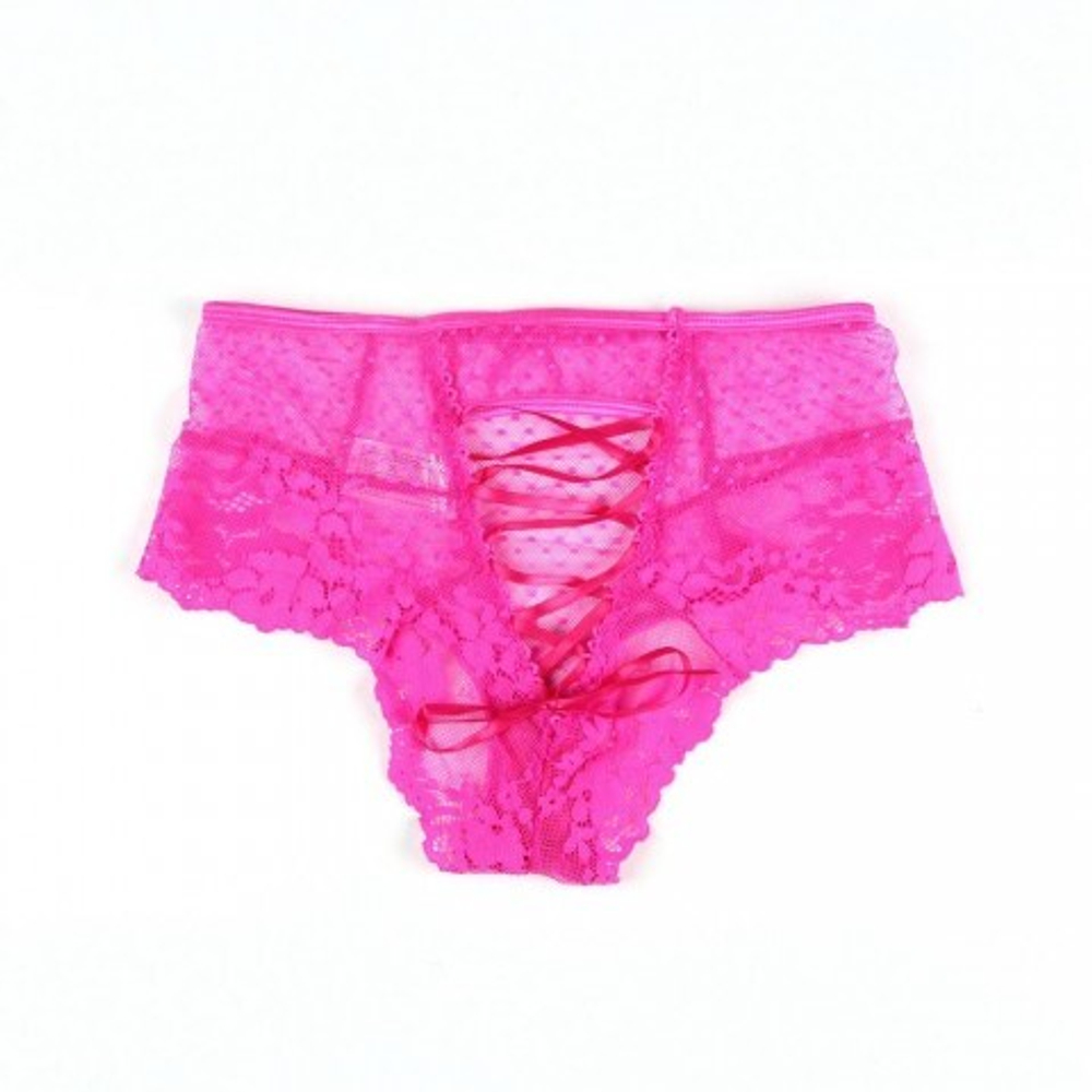 Трусики на высокой посадке Lace Strappy, розовые, XL-2XL