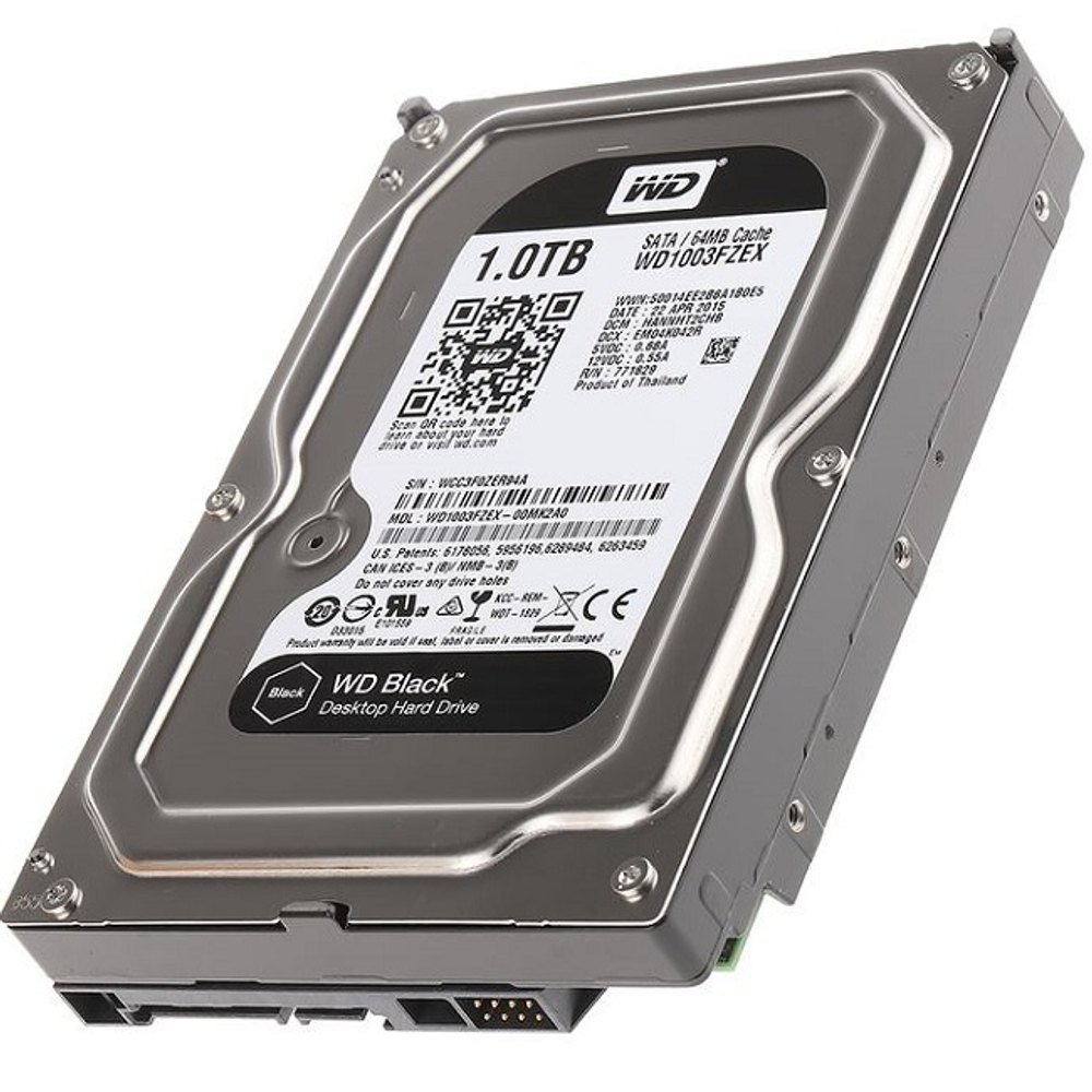 Жесткий диск HDD 1Tb Western Digital, SATA-III, 64Mb, 7200rpm, Black (WD1003FZEX)