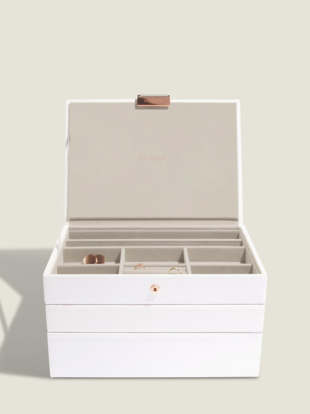 Органайзер для украшений и часов Stackers Classic Jewellery Box, 3 секции -Dove Grey & Rose (Navy Blue / темно-синий / Navy Blue / Органайзер с крышкой)
