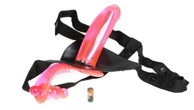 Вибратор страпон анальный Ultimate Anal Strap-On (Цвет: розовый с черным)