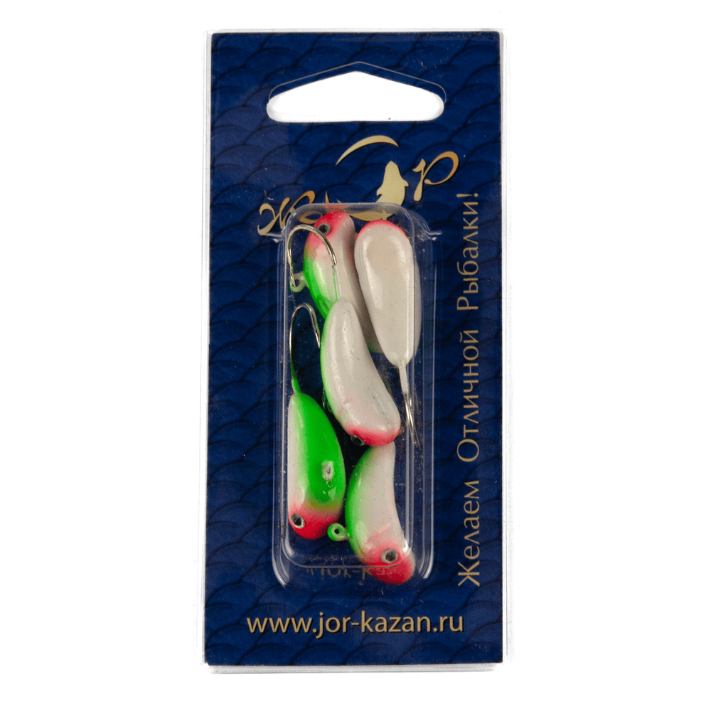 Блесна-мормышка ЖОР "Сомик" цветная флуоресцентная (25мм, 12гр, 5шт/уп)