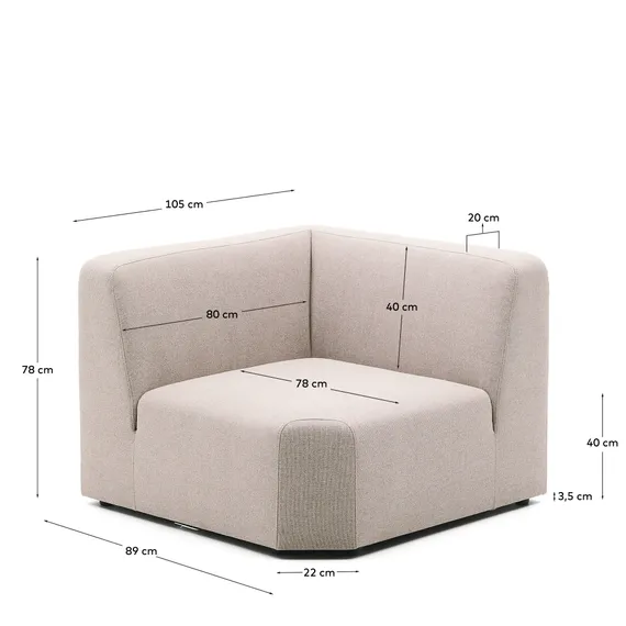 Угловой модульный диван Neom бежевого цвета 75 см