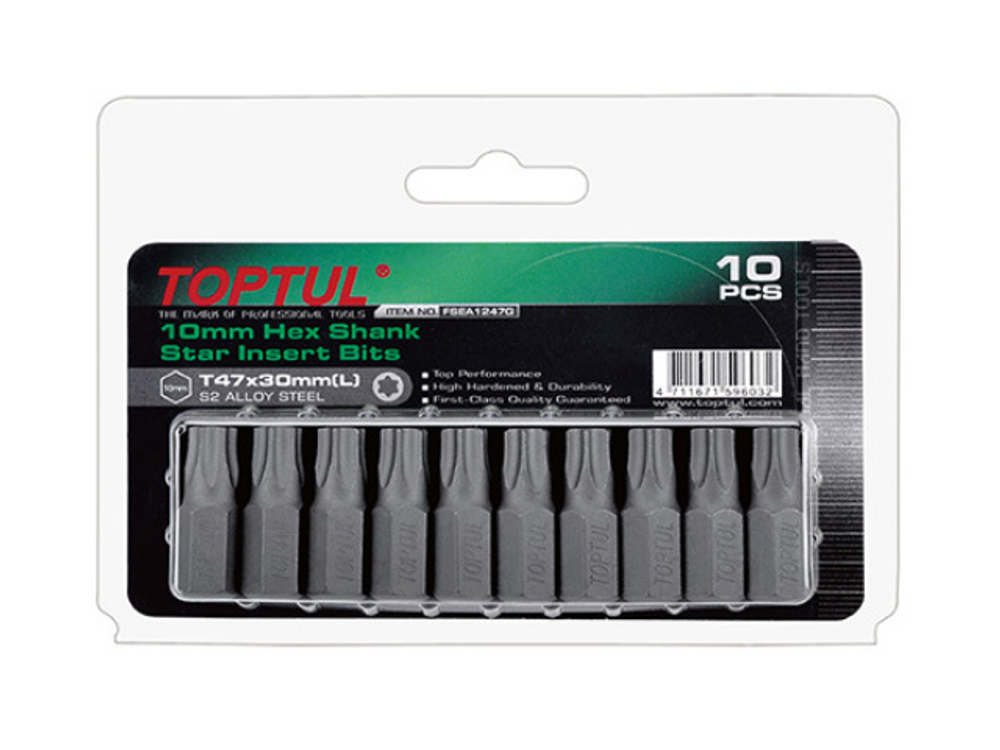 Насадка TORX T30 30мм 10шт блистер TOPTUL