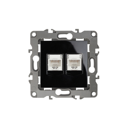 Розетка ЭРА Серия 12 12-3108-06 информационная двойная 2XRJ45 IP20 чёрный