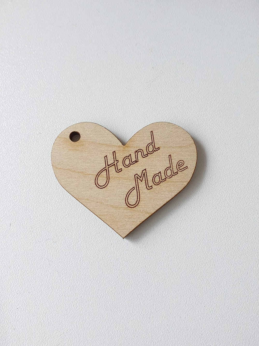 Бирка Сердце "Hand made" 45-50 мм, дерево