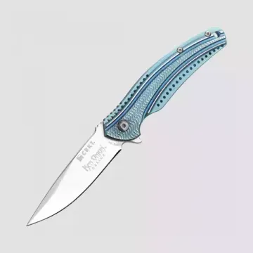 Складной нож CRKT Ripple 2 Blue Stainless Handle (IKBS Flipper) CR/K400BXP c клинком из стали Acuto 440 (Acuto+) рукоять Stainless Steel 420J2