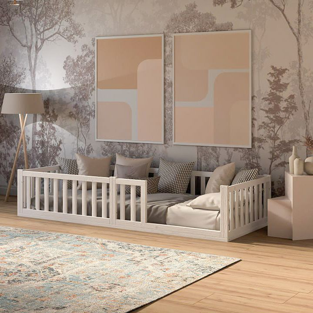 Кровать односпальная 90х200 Афина белая, массив сосны