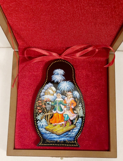 Сувенир "Матрешка" с росписью Палех в подарочном футляре